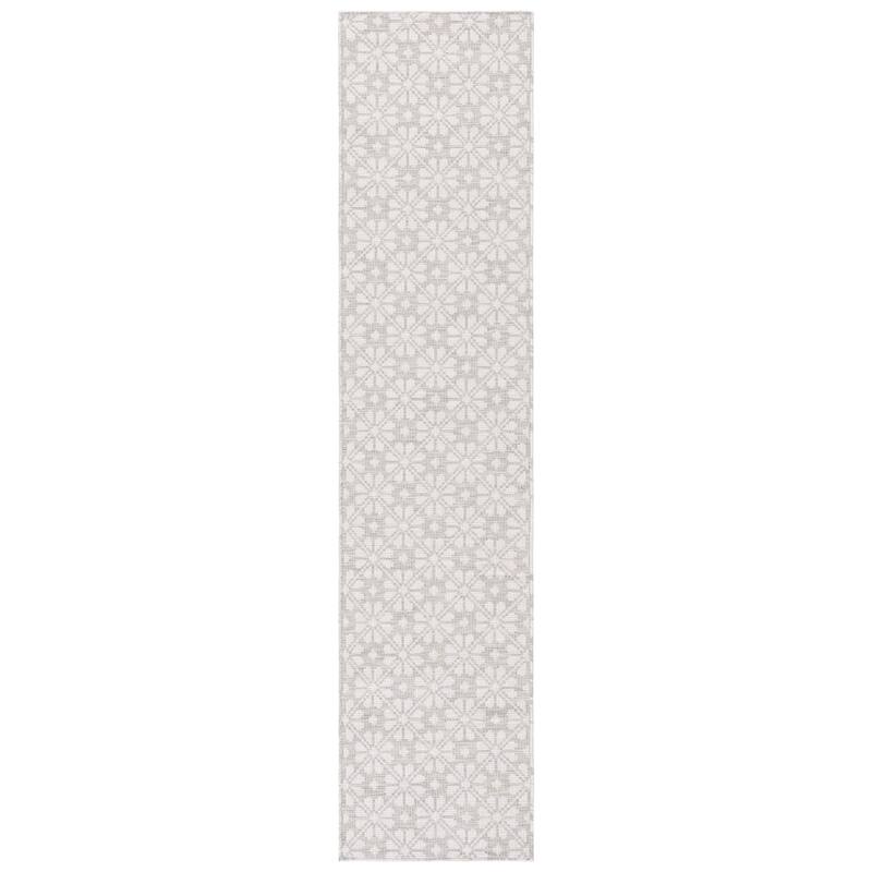 Martha Stewart by SAFAVIEH Matty Indoor/ Outdoor Rug - 2' x 9' Runner - Grey/Ivory