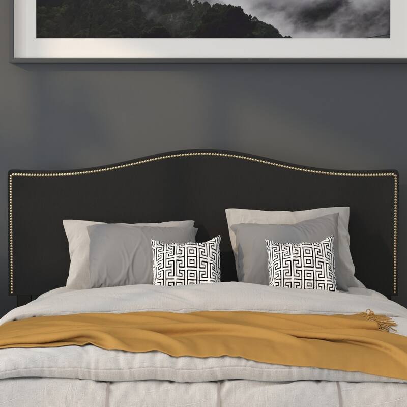 Arched Upholstered Headboard with Nailhead Trim