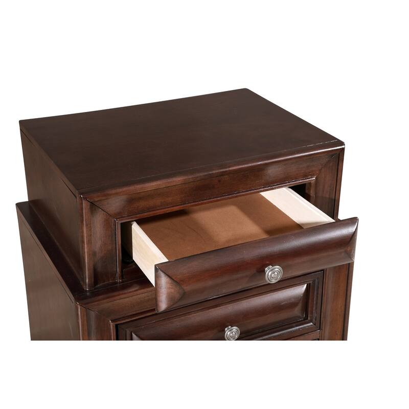 Solid Wooden Nightstand with Dovetailed Drawers - 29" - Walnut Brown