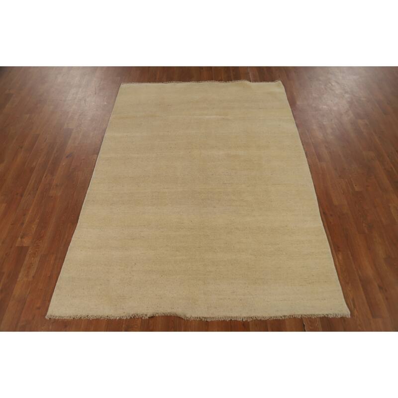 Modern Solid Gabbeh Oriental Rug Handmade Wool Carpet - 4'7"x 6'4"