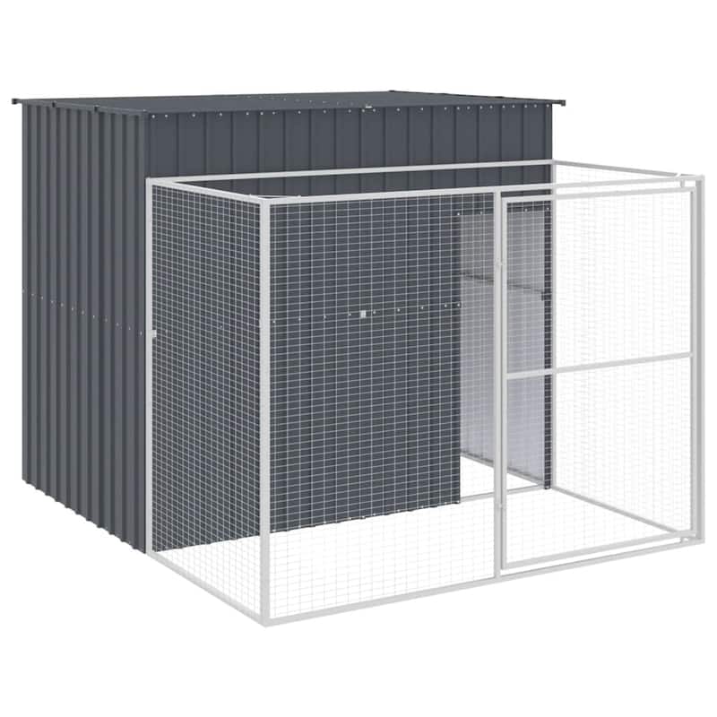 vidaXL Dog House with Run Light Gray/Anthracite multisize Galvanized Steel