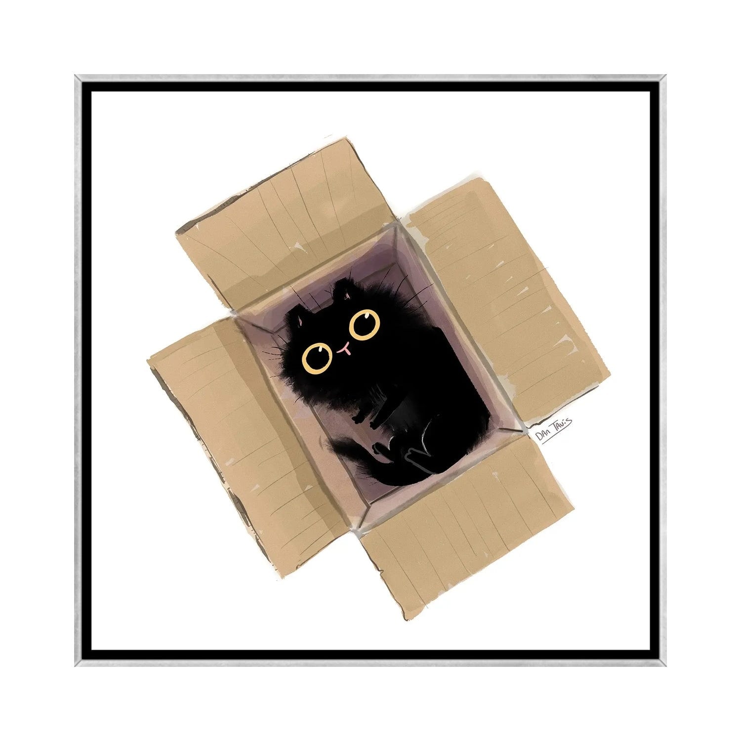 iCanvas "Black Cat In Box II" by Dan Tavis Framed