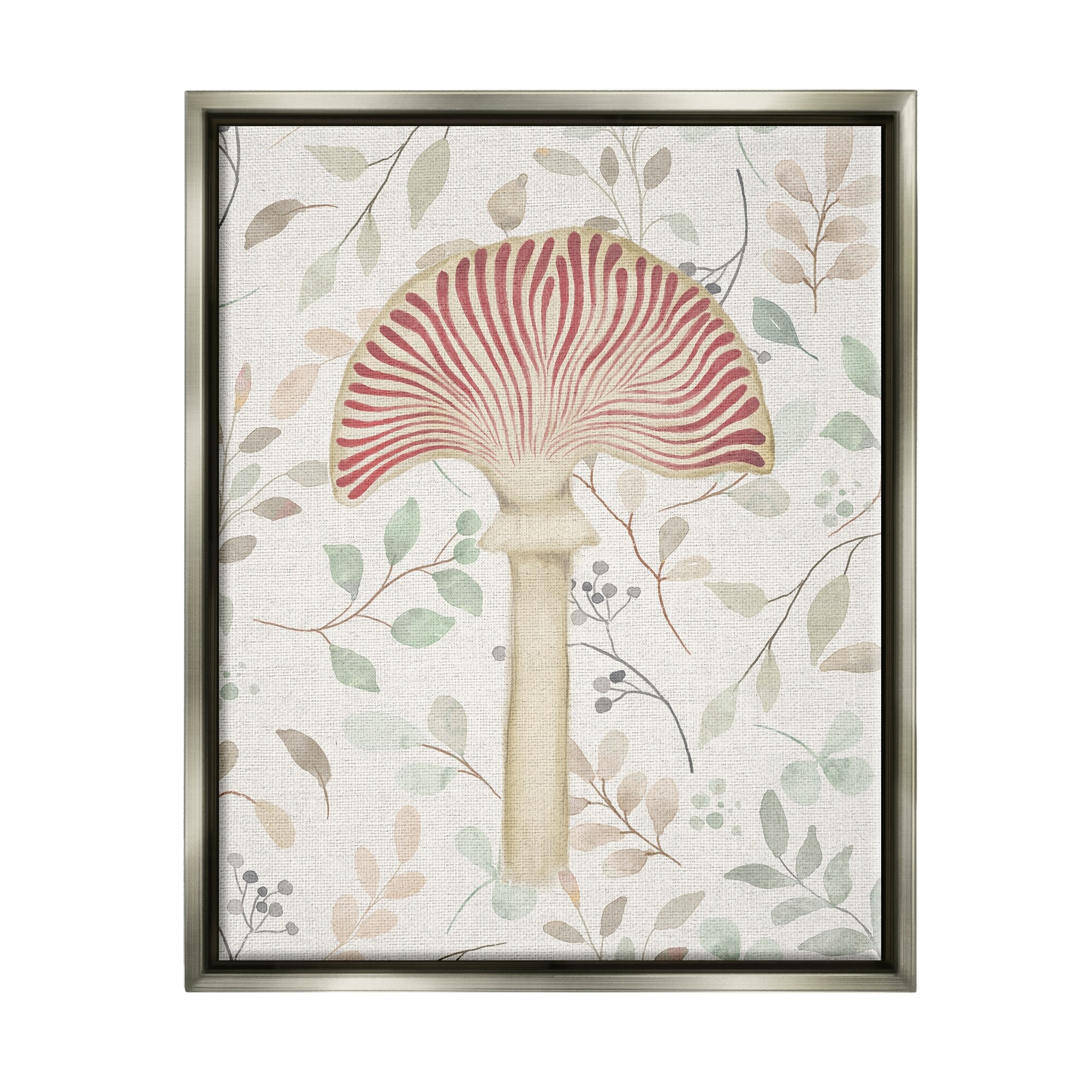 Stupell Soft Botanicals & Mushroom Framed Floater Canvas Wall Art Design by Lil' Rue