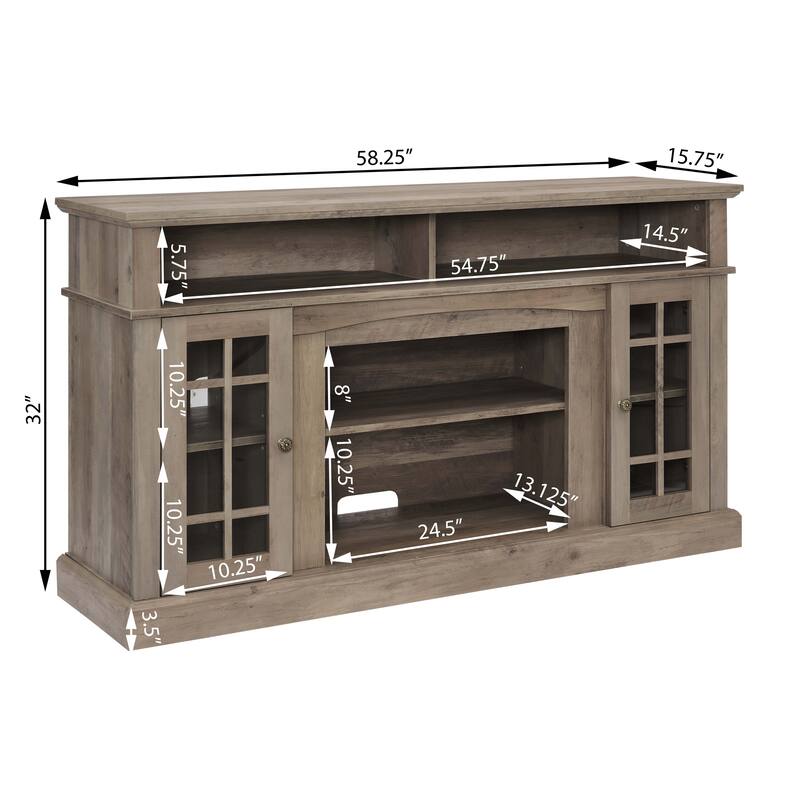 Classic TV Media Stand Modern Entertainment Console with 23" Fireplace Inset.