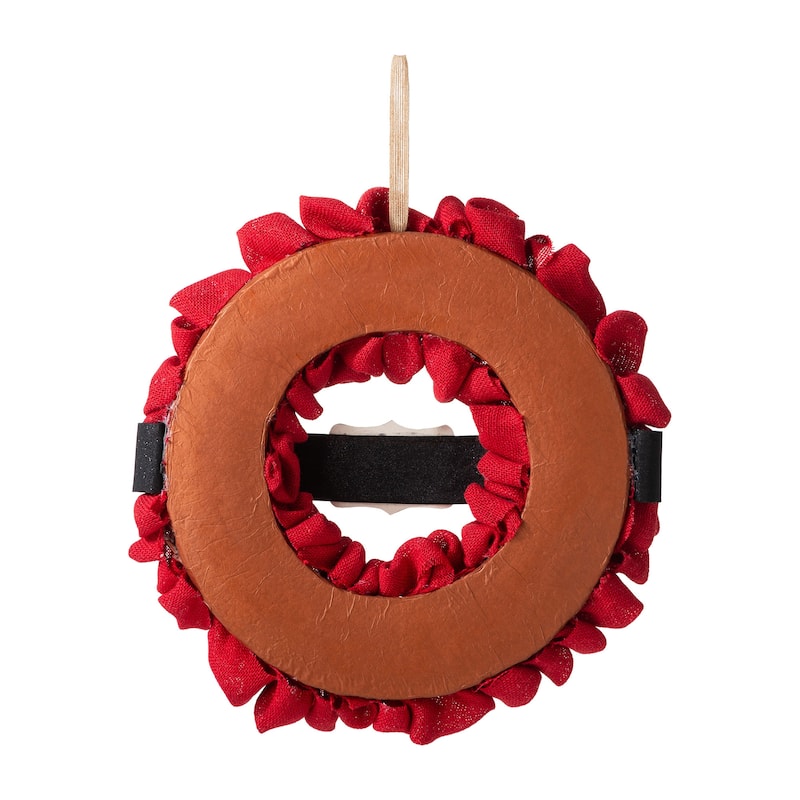 Glitzhome 18"D Christmas Red Fabric Wreath With a Santa Belt - 18" x 18"