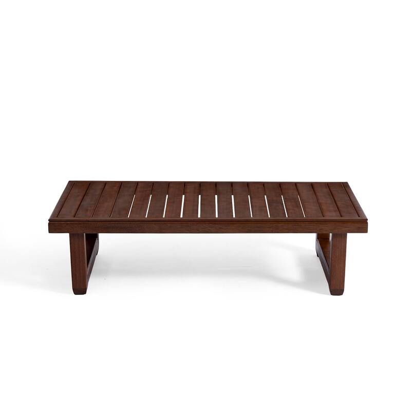 Outdoor Patio Loveseat Table Set Teak Wood with Cushion