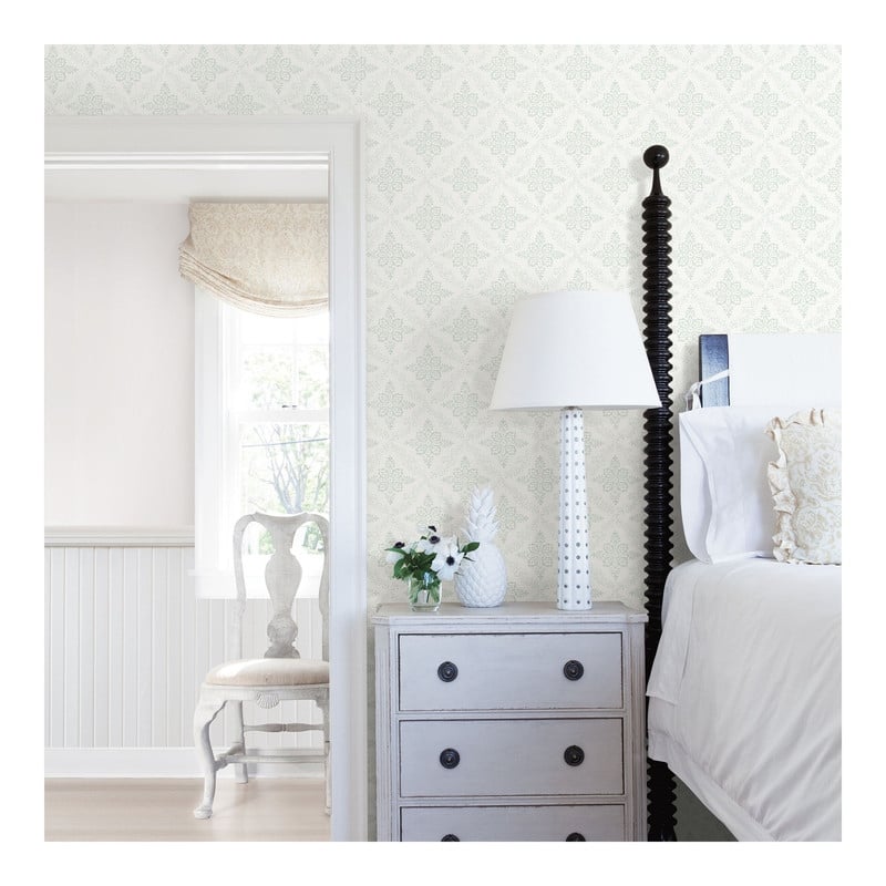 Chesapeake Wynonna Teal Geometric Floral Wallpaper - 20.5 x 396 x 0.025