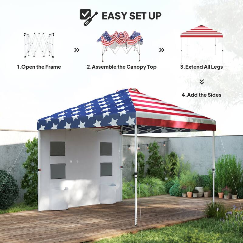 GDFStudio - 10x10 ft Pop-Up Outdoor Canopy Tent with Sidewall & Storage
