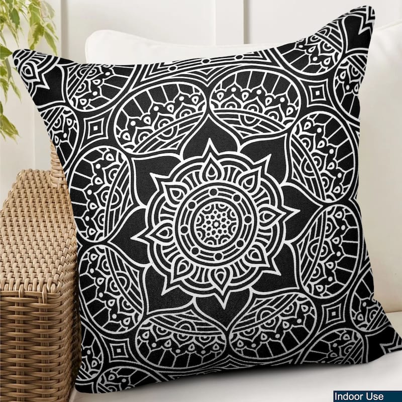 Decorative Indoor/Outdoor Weatherproof Lumbar Throw Pillows with Inserts (Set of 2) -12x20 - 18x18 Inches