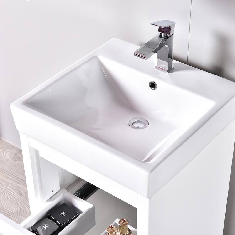 Solid Wood Bathroom Vanity with Mirror Medicine Cabinet