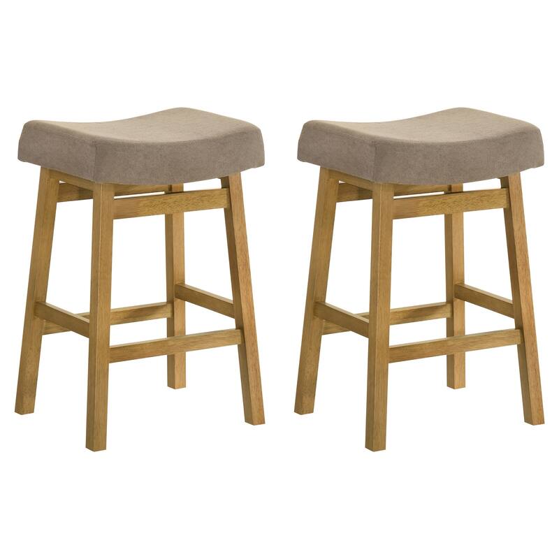 Lenon Modern Farmhouse Backless Bar Stool, Saddle Counter Stool with Upholstered Seat - Set of 2 - Amber Glow - Counter Height