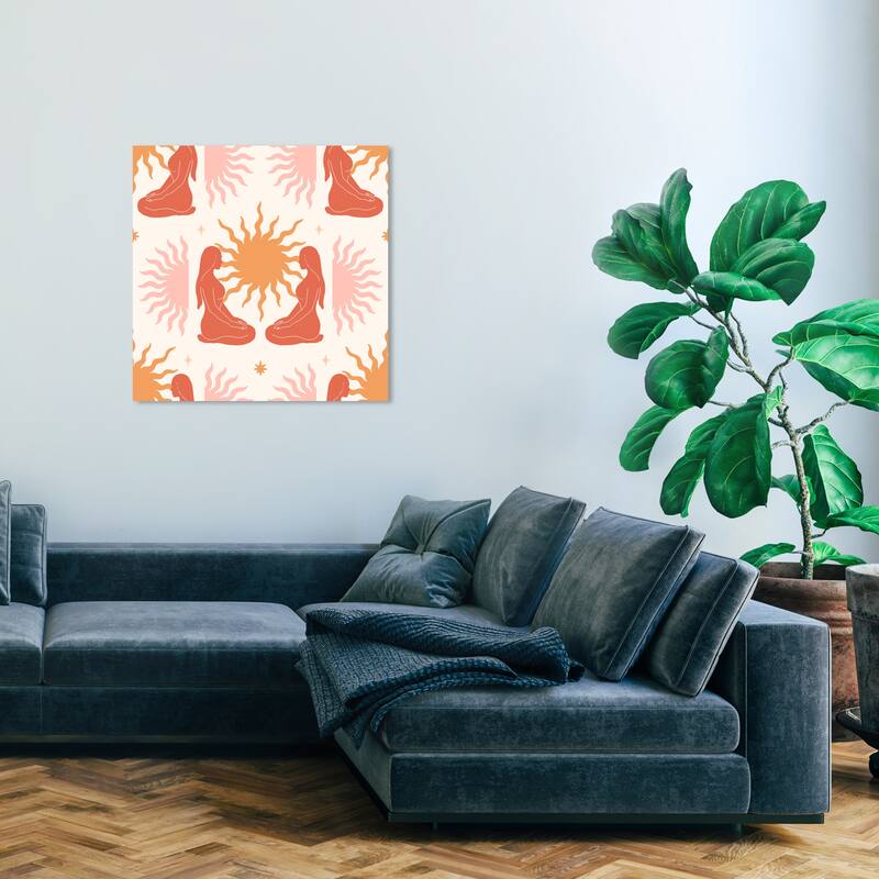 Wynwood Studio Canvas Spiritual Meditation Reflections Pattern Orange and Dark Orange Modern Wall Art Canvas Print - 30 x 30