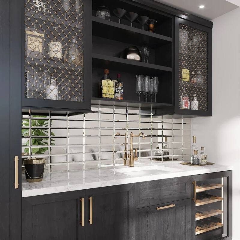 Apollo tile 3" x 6" Glister Polished Clear Silver Glass Tile (5 sq ft/case) - 40 Pack