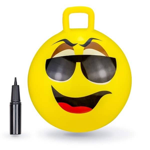 slide 2 of 2, BounceZiez 18" Inflatable Bouncy Hopper Ball with Pump - Yellow Glasses