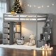preview thumbnail 11 of 28, Twin size Loft Bed with Storage Drawers, Shelves and Stairs, White Grey