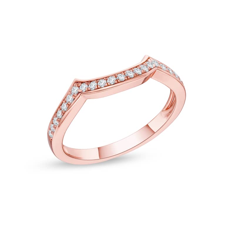 1/6ct TDW Diamond Contour Wedding Band in 10K Gold for Women