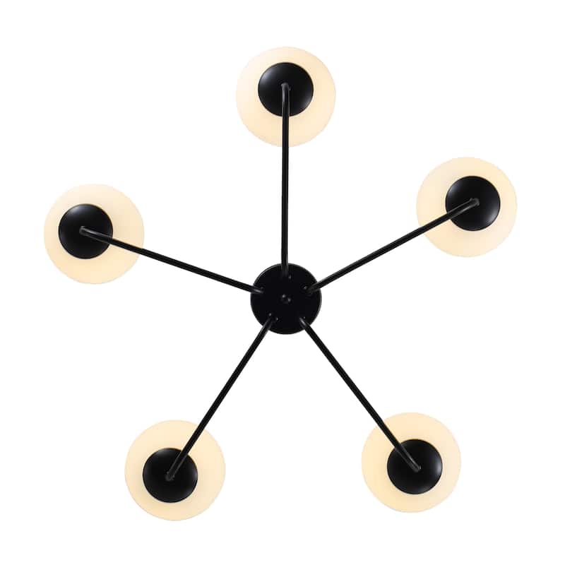 5-Light Dimmable Globe chandelier - Matte Black - N/A