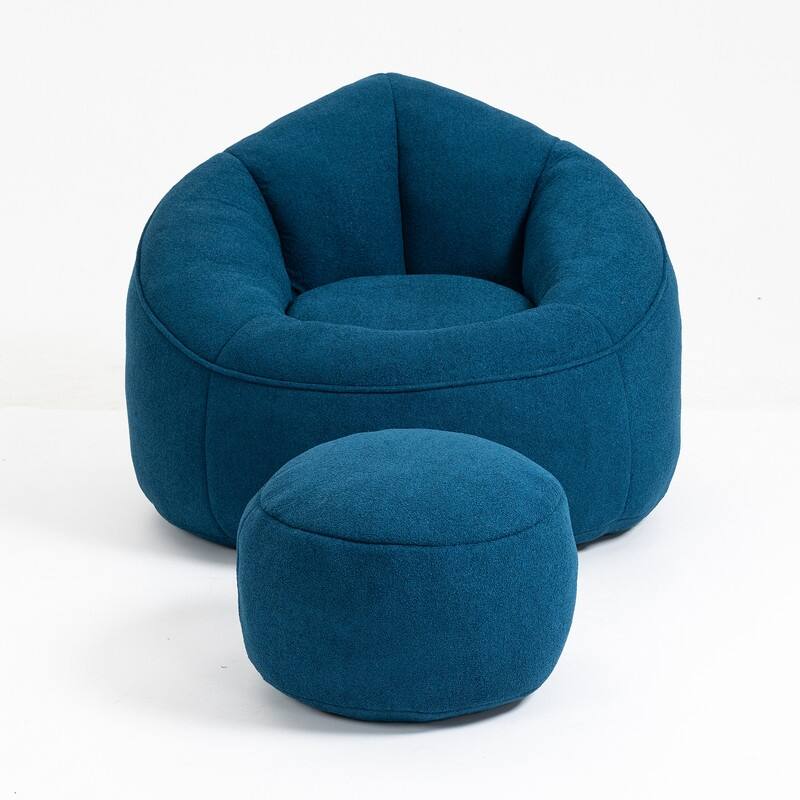 Compressed Foam Bean Bag Chair with Footrest - Plush Lounger for Modern Living Spaces