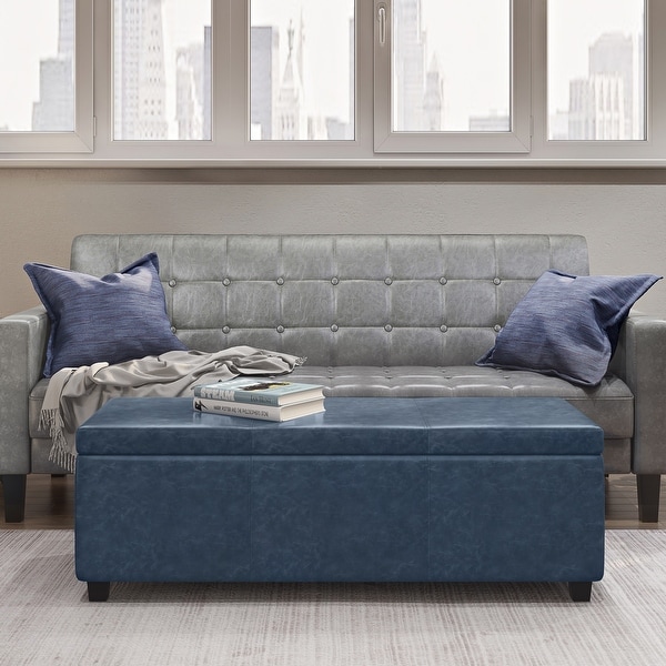 Wyndenhall franklin 48 inch wide contemporary rectangle storage ottoman discount