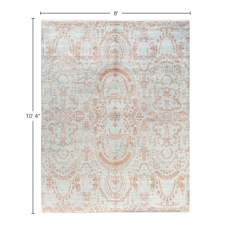 Ikat One-of-a-Kind Hand-Knotted Area Rug - Gray, 8' 0" x 10' 4" - 8' 0" x 10' 4"