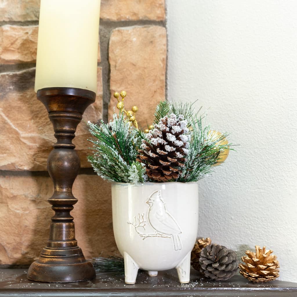 Xmas Mix in 6" Cardinal Ceramic Footed Pot