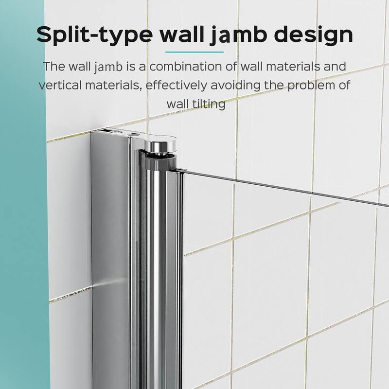 34"W x 58"H Frameless Folding Pivot Tub Door