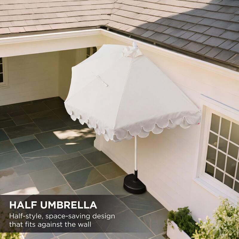 9 ft Market Patio Half Umbrella with Crank, Tilt Button and UV Protection