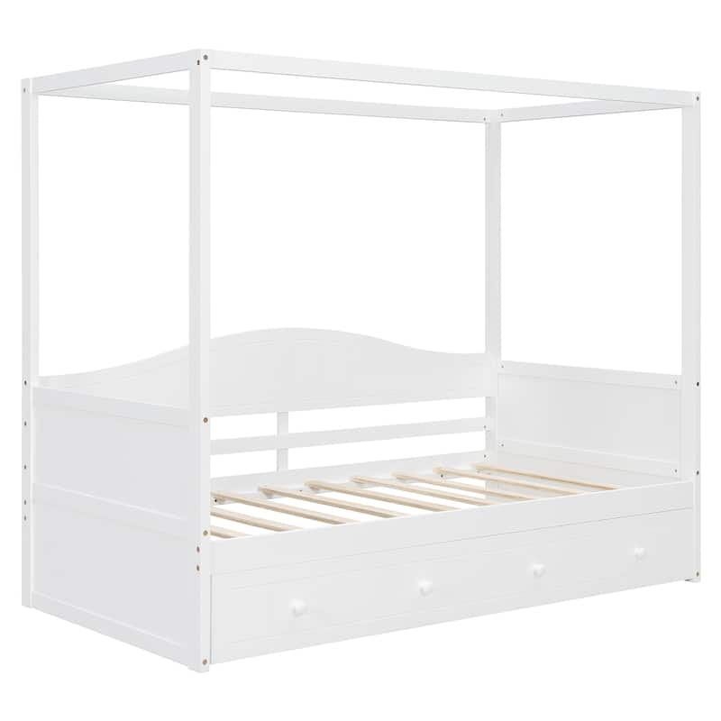 Twin Canopy Daybed with Trundle Bed, Space-Saving Design