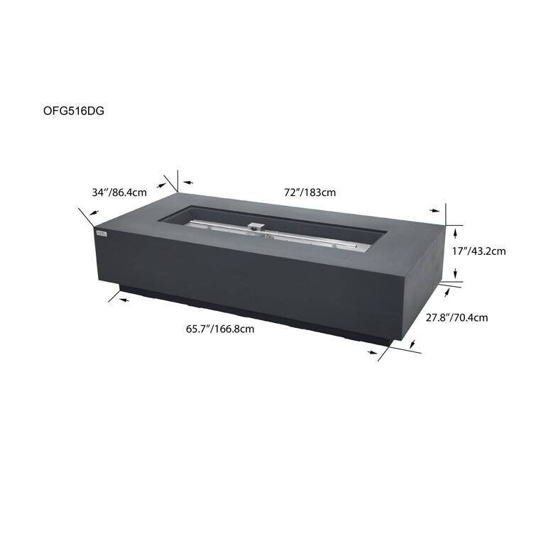 Savanah 72" Rectangular Outdoor Concrete Fire Pit Table by AMS Fireplace