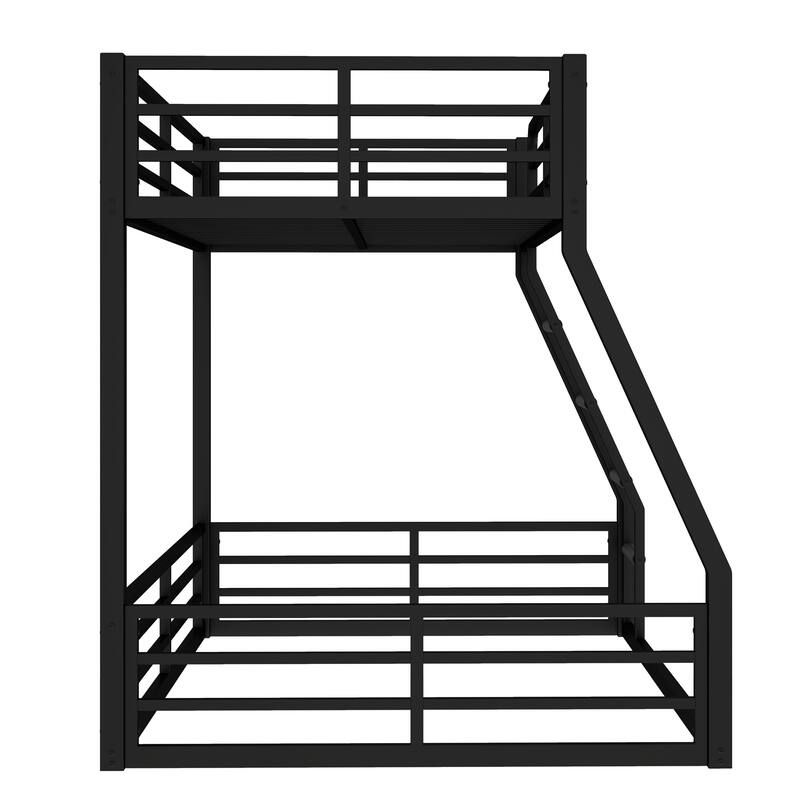 Space-Saving Twin Over Full Metal Bunk Bed with Noise-Reduced Design, Black