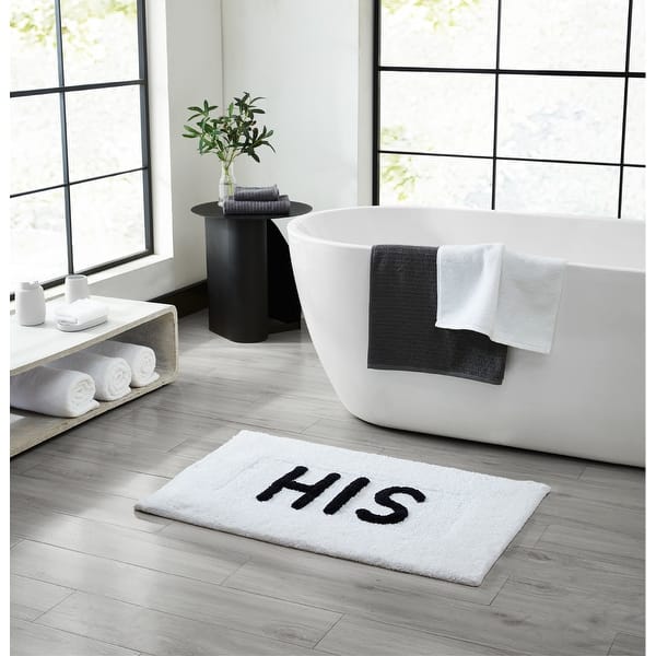 slide 2 of 61, Jean Pierre Novelty Cotton Bath Rug - 21"x34" - "His" & "Hers" His - White