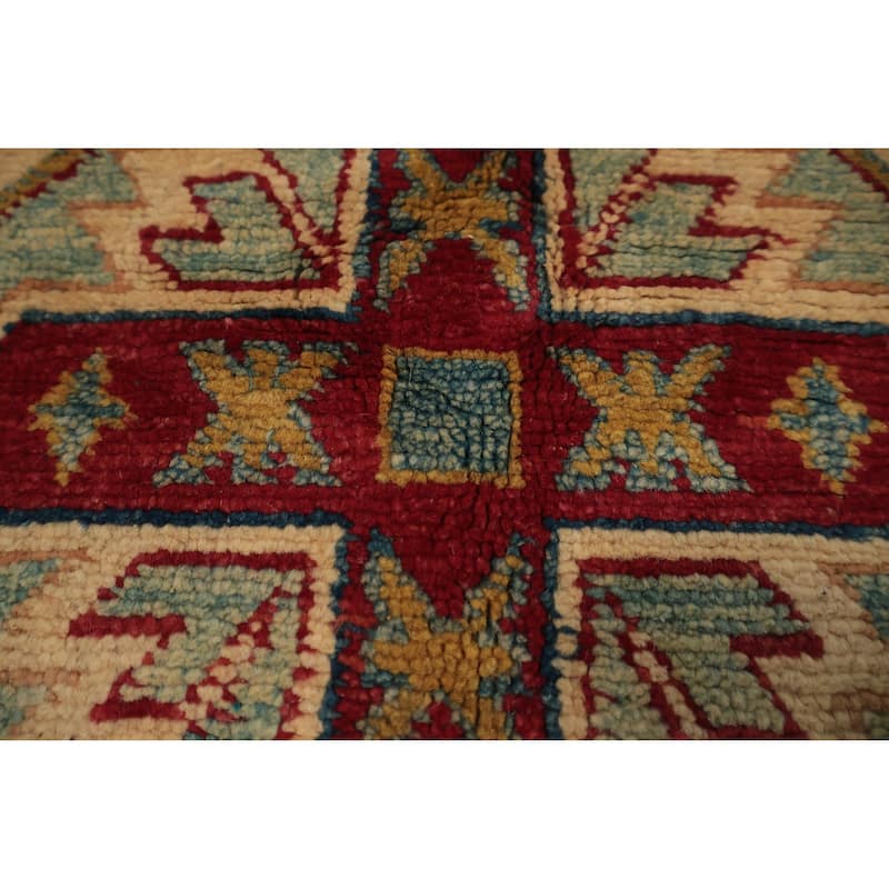 Hand Knotted Oriental 100% Wool Carpet Traditional Medallion Red Kazak Area Rug - 6' 4'' X 3' 10''