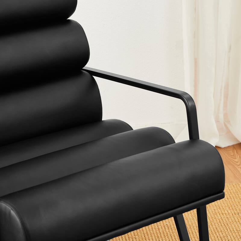 Glitzhome 26.75"W CloudShape PU Leather Accent Chair with Metal Frame