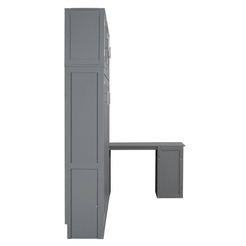 Roomfitters Queen Murphy Bed with Adjustable Desk and Two Large Storage Cabinets, Wall Mounted Space Saving Sleeper