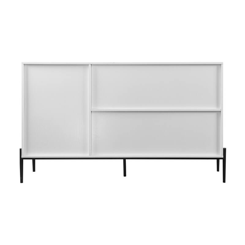 Modern Buffet Cabinet with Glass Sliding Door and 3 Drawers