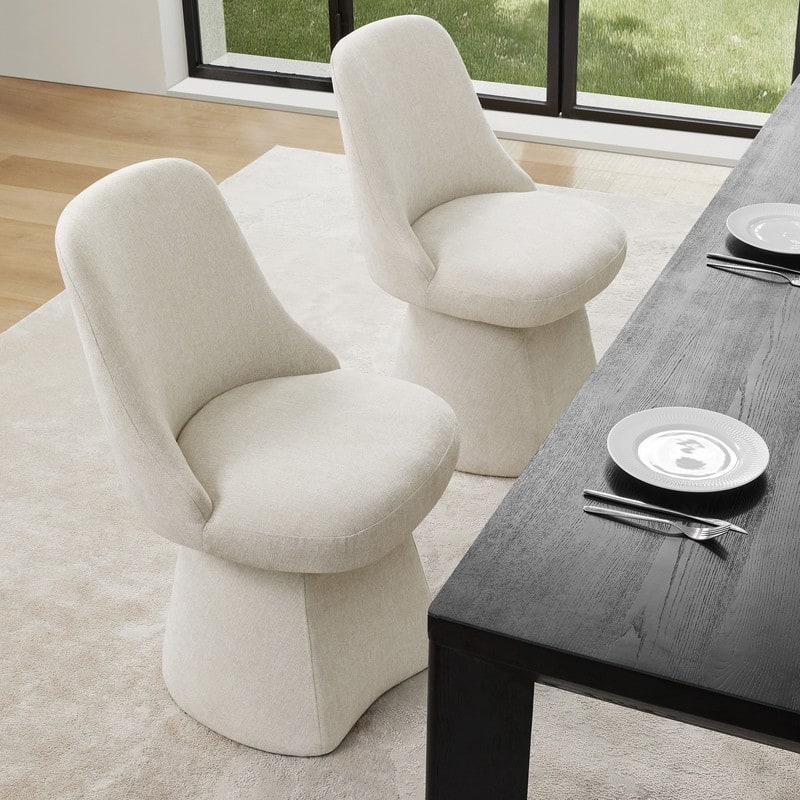 Anna Upholstered Swivel Armless Dining Chair for Kitchen Living Room