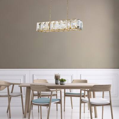 Schumann Symphony CCT 53" Rectangular Crystal & Gold Chandelier - N/A