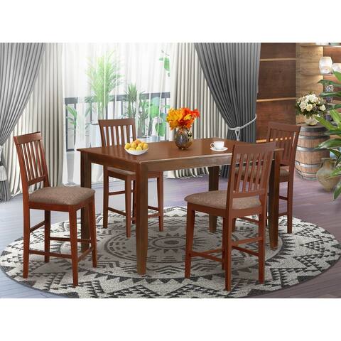 East West Furniture 5-Piece Dining Set - a Wood Kitchen Table and Dining Chairs - Mahogany Finish (Seat's Type Options) - N/A