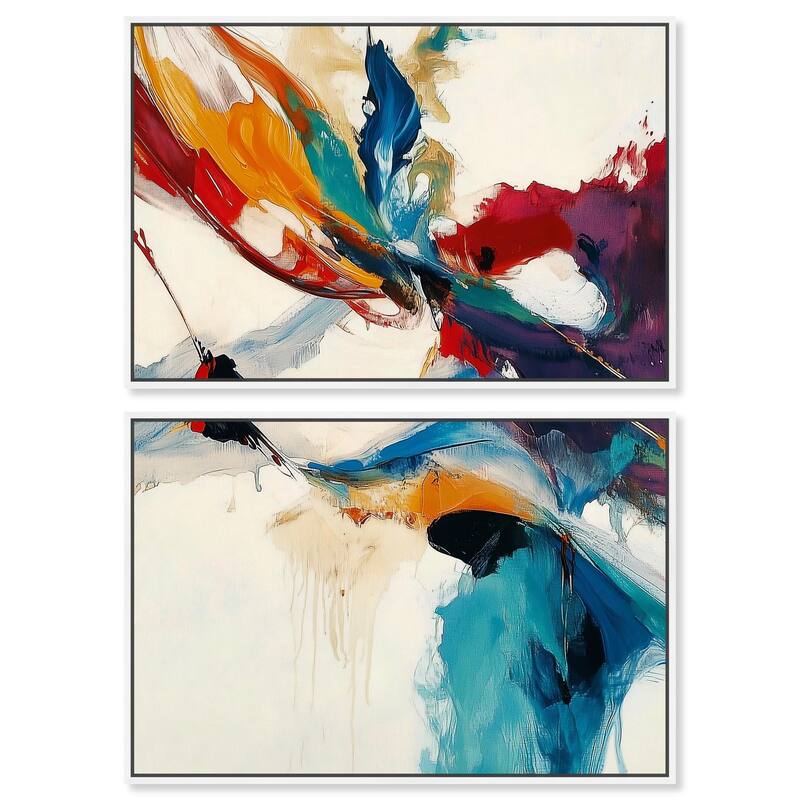 Vibrant Palette III Canvas Set of 2 by Art Remedy - 30" x 20" - White