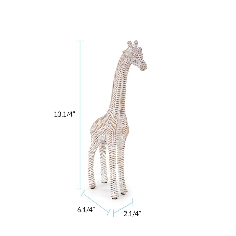 Allan Andrews White Resin African Giraffe Sculpture with Rattan Pattern - 13.25"H