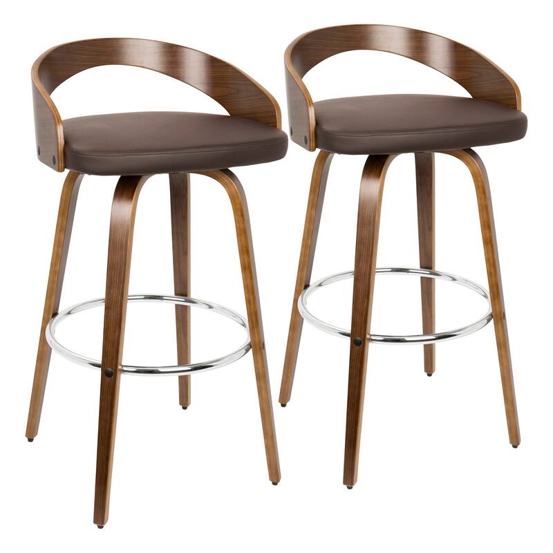 Carson Carrington Stavanger 30" Fixed-Height Bar Stool with Bent Wood Legs & Round Footrest (Set of 2)