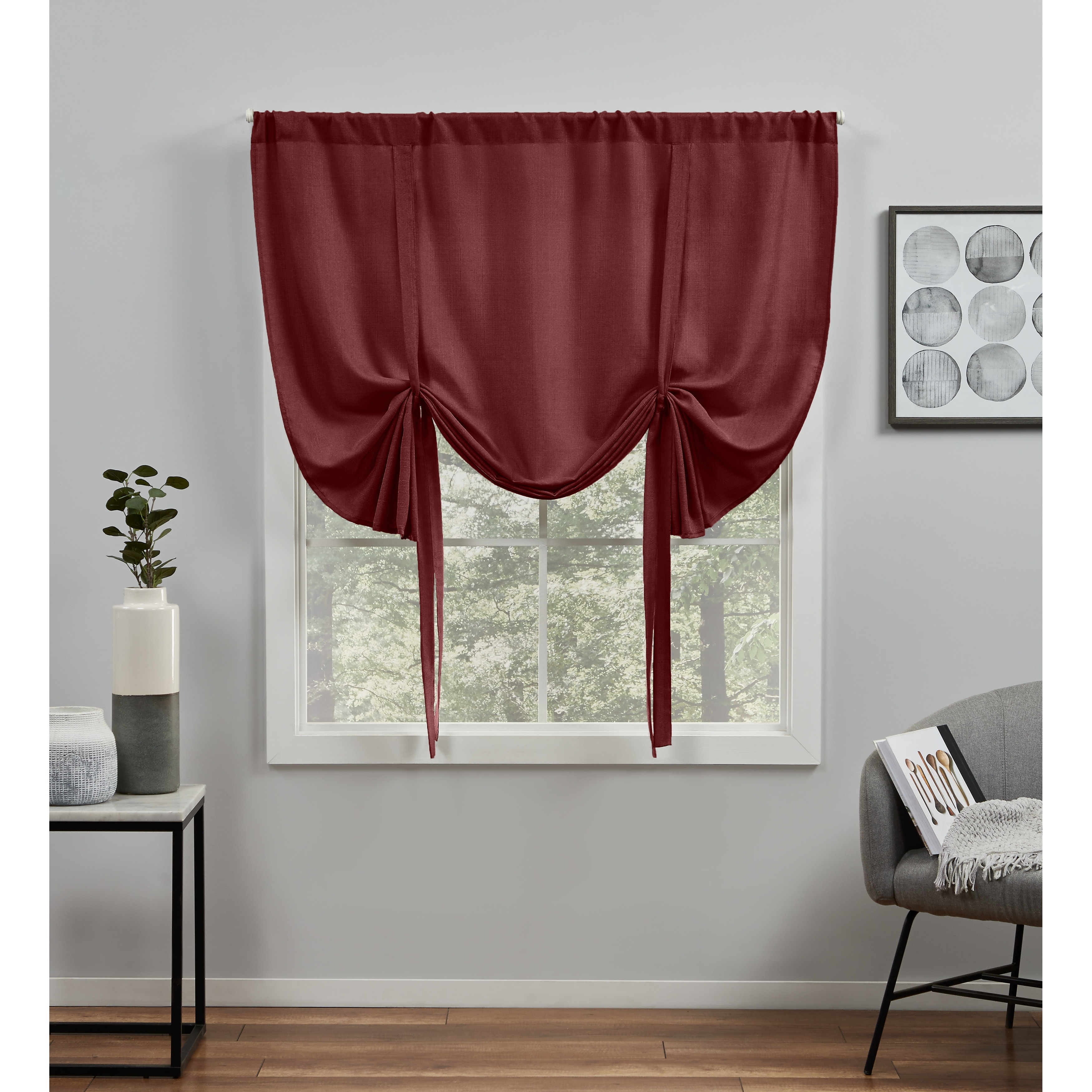 ATI Home Loha Light Filtering Rod Pocket Tie Up Shade 54X63 On
