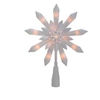 9-Inch Lighted White Snowflake Christmas Tree Topper - Clear Lights - 9 ...