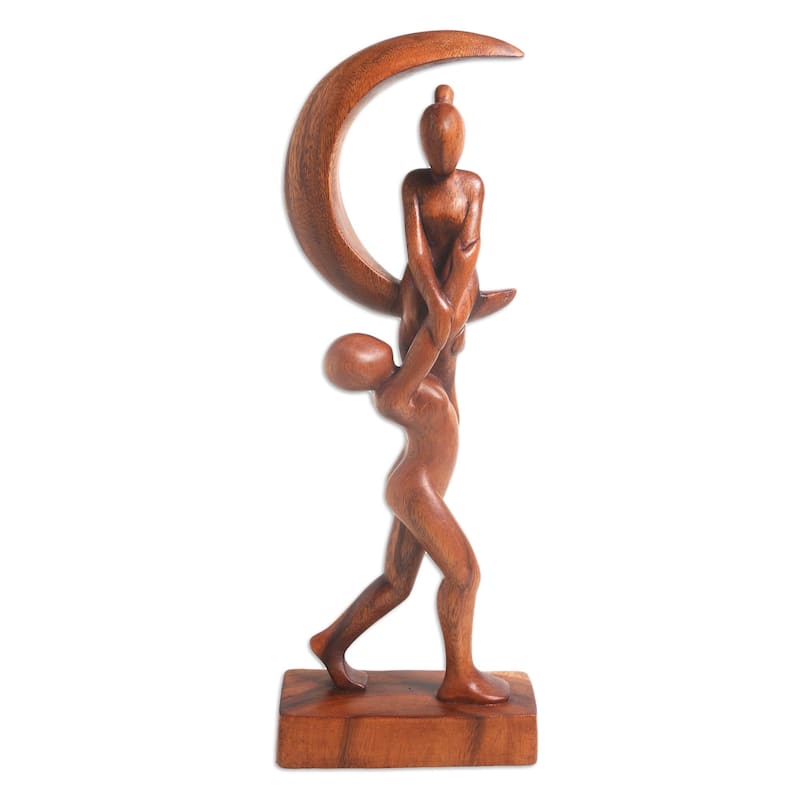 Novica Handmade Fly Me To The Moon Wood Sculpture