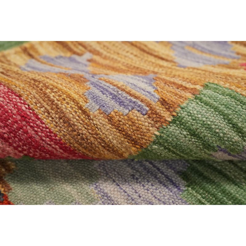 Hand Woven Oriental 100% Wool Carpet Southwestern Modern Multi-Colored Kilim Area Rug - 8' 3'' X 5' 1''
