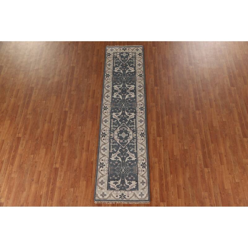 Oushak Indian Runner Rug Handmade Wool Carpet - 2'6"x 9'10"