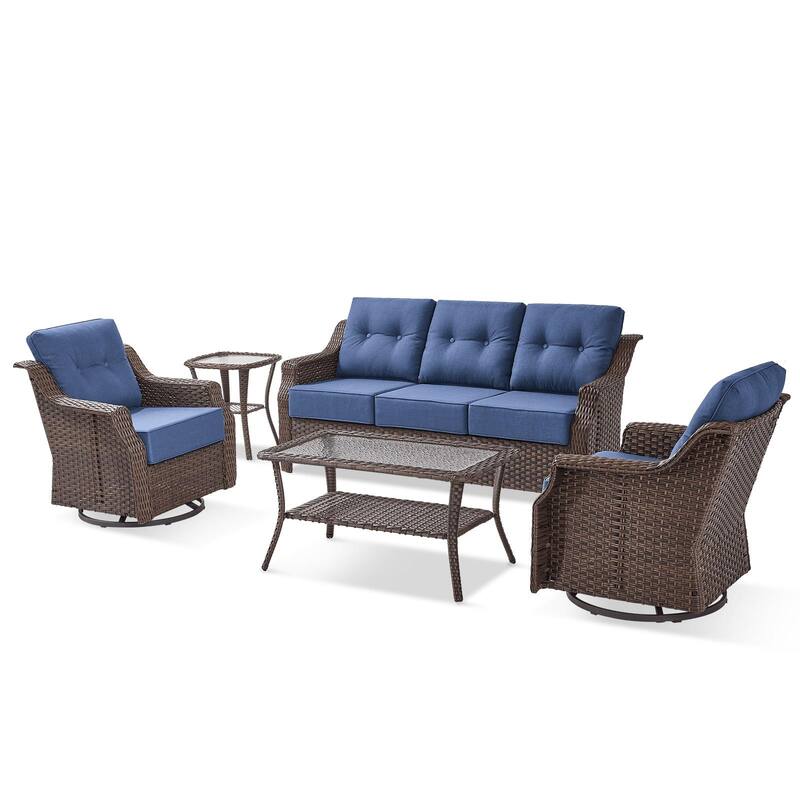 Pocassy Wicker Sofa Chair Set for Garden