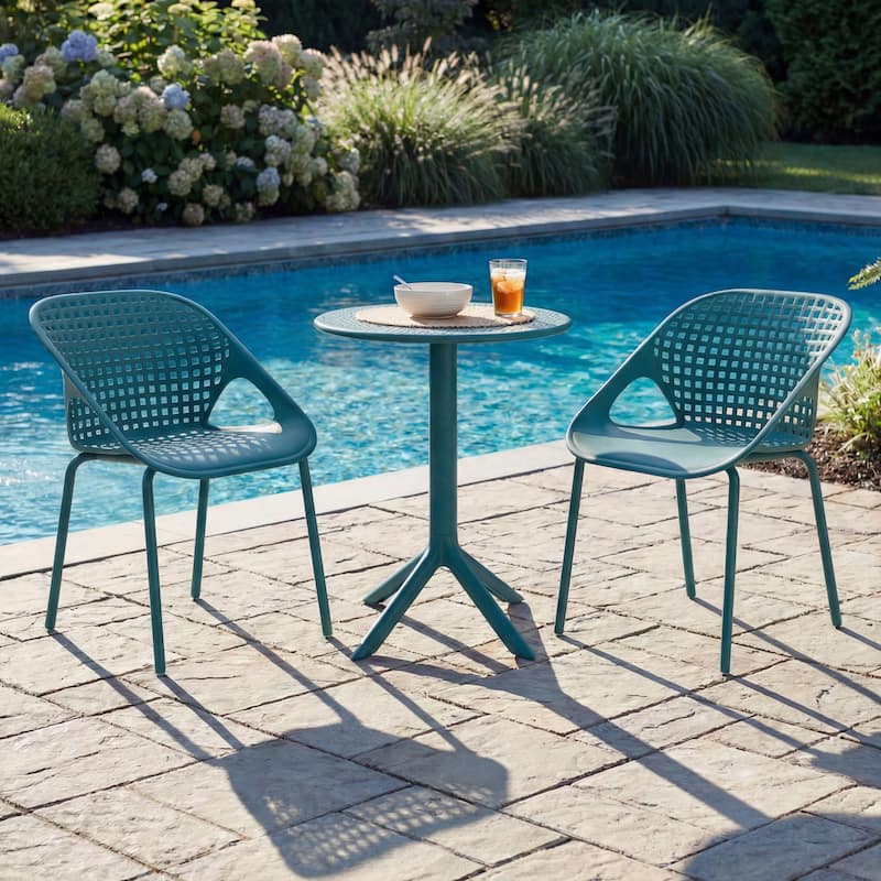 Christopher Knight Home - Arno Modern 3-Piece Outdoor & Indoor Patio Bistro Set with Dining Chairs & Compact Round Bistro Table
