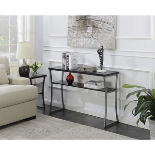 Modern Black Woodgrain Console Table with Shelf, 47.25-inch Width, 14 ...