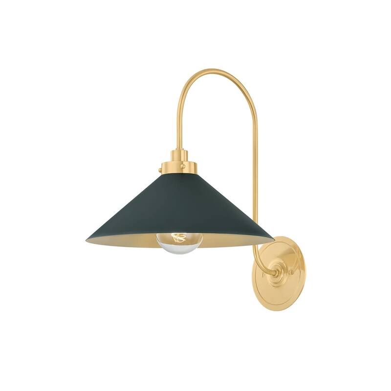 Hudson Valley Lighting MDS1400 Clivedon 16" Tall Wall Sconce - Aged Brass / Soft Studio Green